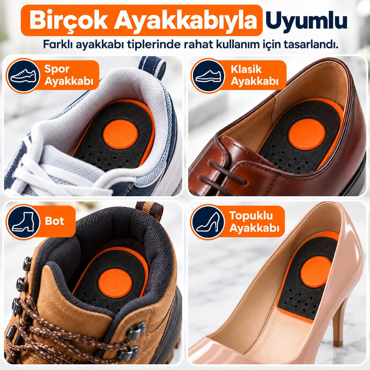 Ortopedika Relief+ | Topuk Dikeni İçin Çıkarılabilir Merkezli Jelli Topuk Pedi